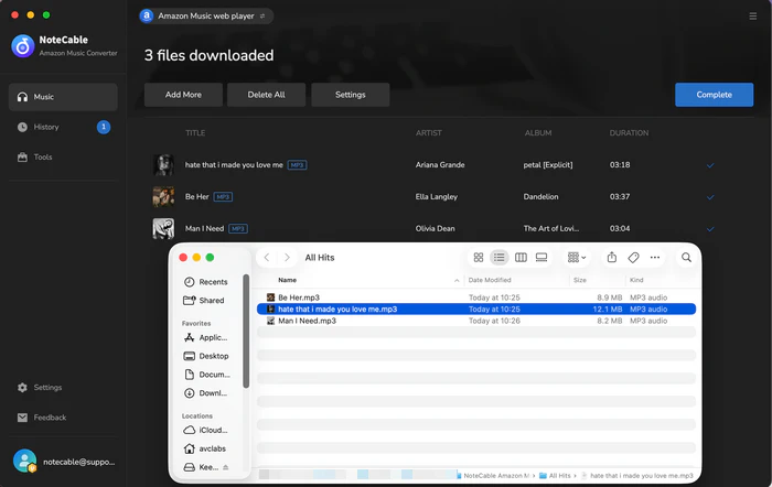 find converted songs