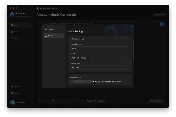 amazon music output settings