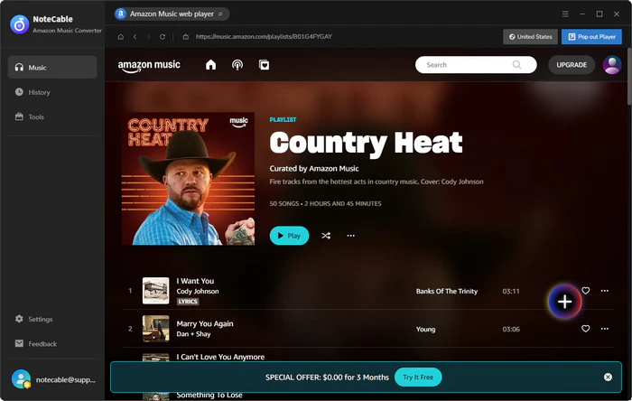 add amazon songs to notecable