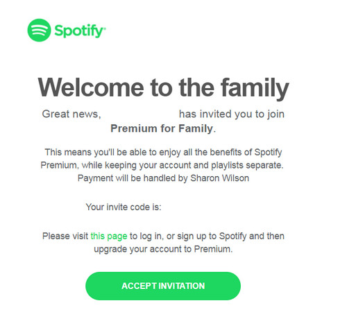 accept spotify premium family invitation