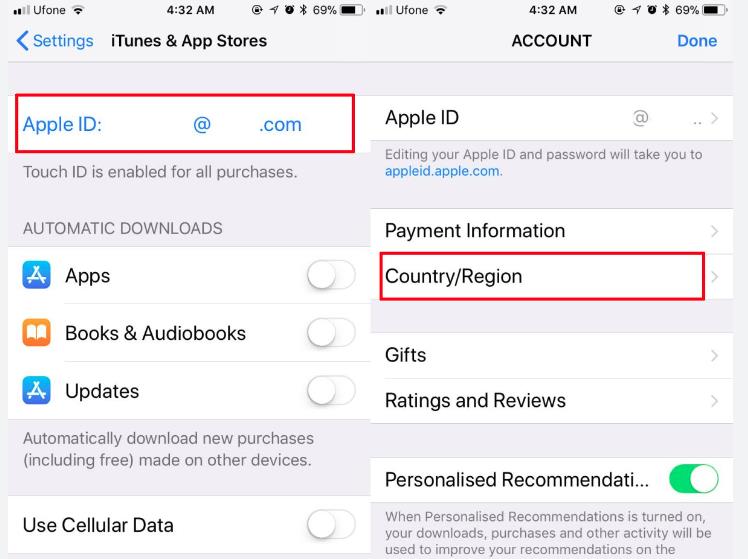 change apple id region