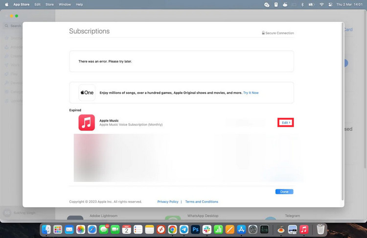 cancel apple music subscription on mac