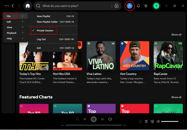 enable spotify private session on desktop