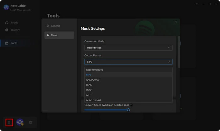 set mp3 as output format