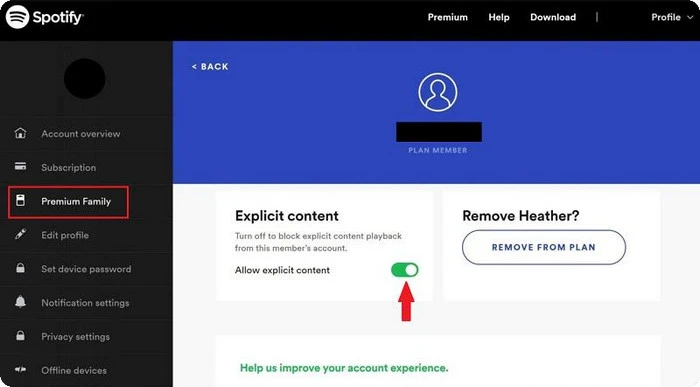 turn of'f explicit content