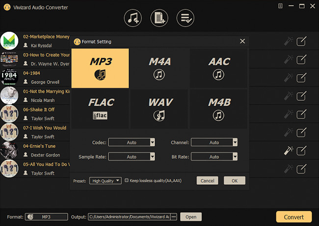 customize the output settings