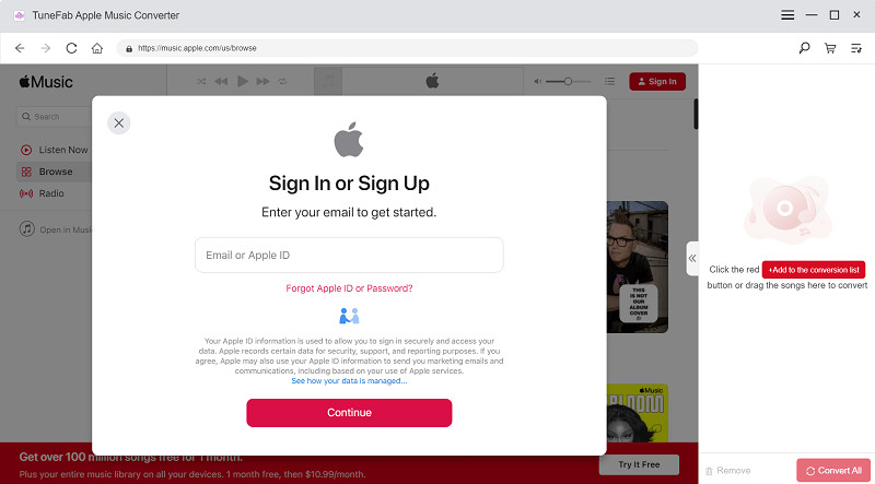 log into apple web player