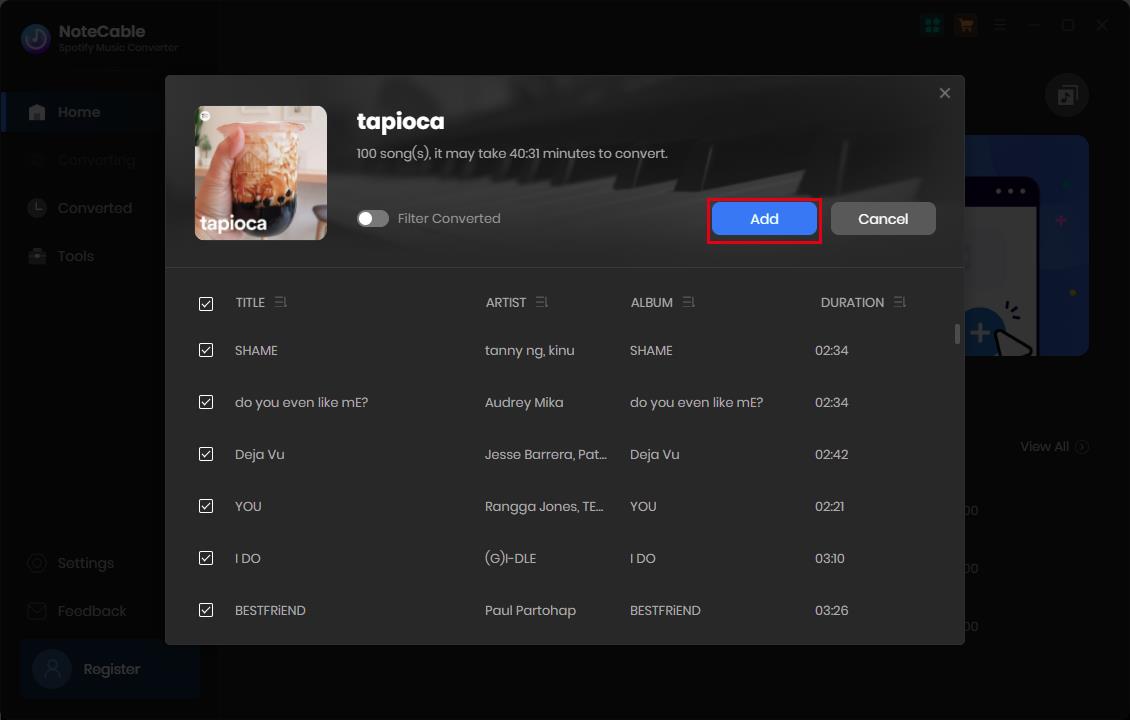 notecable spotify music converter