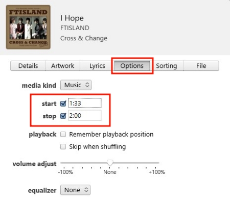 start stop on itune option