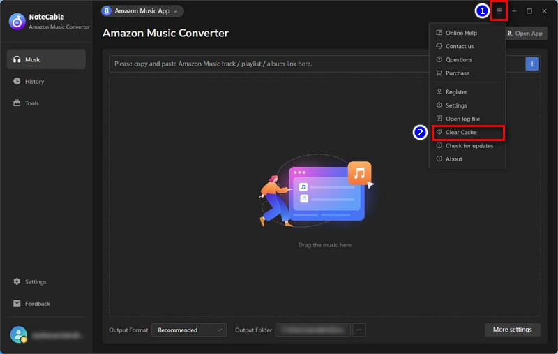 NoteCable Amazon Converter Clears Cache