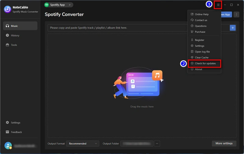 NoteCable Spotify Converter Check for Update